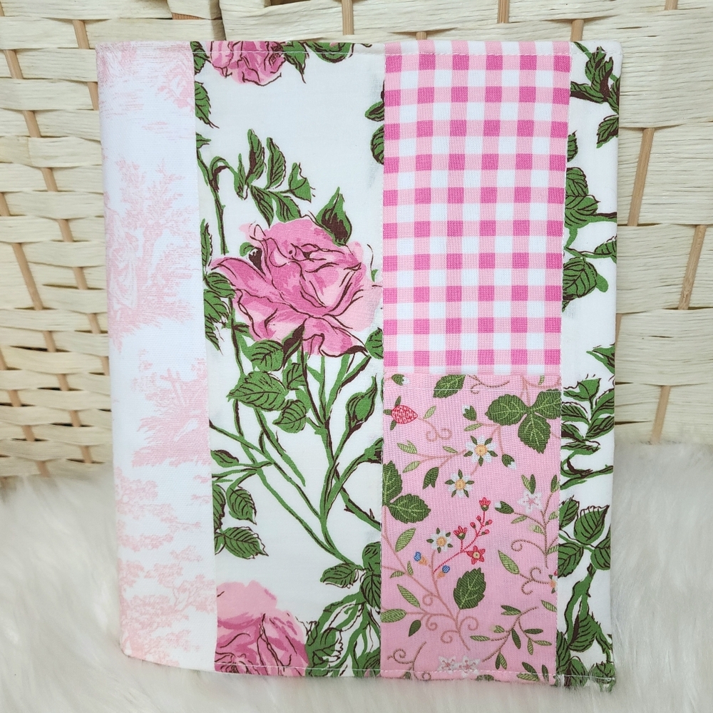 Handmade Quilted Floral Notebook Cover With Pen Pocket Pen Not Included